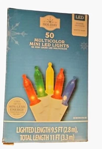 Holiday Time Multicolor Lights indoor Outdoor 50 ct Wedding Patio White cord LED - Picture 1 of 6