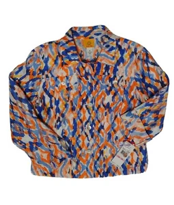 Ruby Rd Womens Blouse Jacket Size 10 Semi Sheer Burnout Tab Sleeve Pockets NWT - Picture 1 of 11