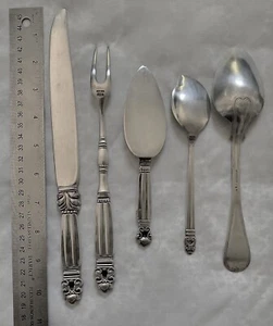 Lote de 5 cucharas Georg Jensen bellota de plata esterlina + Antq - Imagen 1 de 12