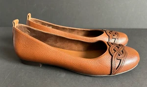 Brighton Interlok Brigit Brown Leather Ballerina Flats Celtic Knot Size 8.5 M - Picture 1 of 9
