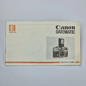 Cámara Canon Datematic Manual de instrucciones originales, años 70, inglés - Imagen 1 de 6