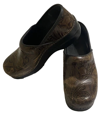 Zuecos de mula Dansko para mujer marrón negro floral superior sin cordones EE. UU. 8,5 EUR 39 Foto 1 de 4