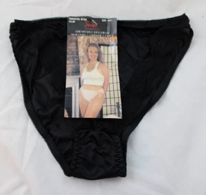Vtg Firenze Italian Style Panties Black Sheer Glossy Lace Bikini Sissy Sz 8 - Picture 1 of 12