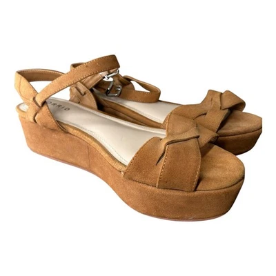 Torrid Brown Faux Suede Ankle Strap Platform Chunky Wedge Sandals Womens 8.5W - Image 1 of 4