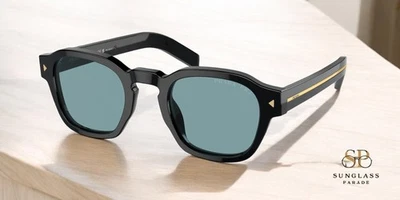 Óculos de sol masculino PRADA PR A16S 16K04D preto polarizado verde polarizado 49 mm - Imagem 1 de 2