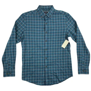 Club Room Mens Soft Brushed Cotton Plaid Button Down Shirt Blue S - Picture 1 of 4