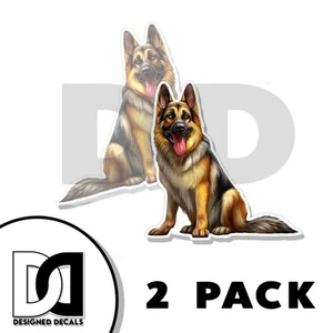 Deutscher Schäferhund Aufkleber Vinyl Decal Realistisch Hund Gesicht Portrait Made in USA 2PK - Bild 1 von 3