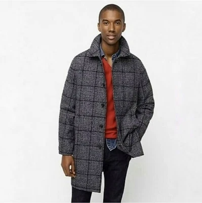 J. Crew Ludlow Car Coat Glen Plaid Wool Blend Overcoat Grey/Black Men’s 36S - Image 1 of 4