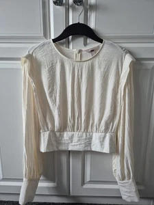 H&M Cream Ivory Cropped Top Size L 12-14 - Picture 1 of 3