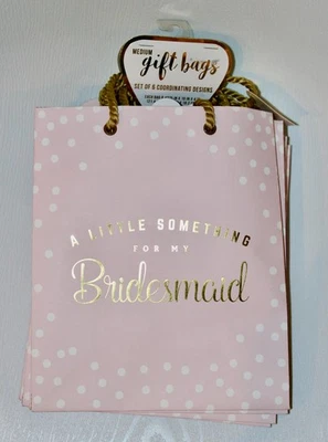 Nuevas bolsas de regalo de tamaño mediano rosa para dama de honor de 6 piezas 8,5" X 10" Foto 1 de 4