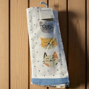 ENVOGUE KÜCHENTÜCHER (3) KATZEN WEISS 100 % BAUMWOLLE 18 X 28 NEU MIT ETIKETT - Bild 1 von 5