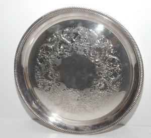 VINTAGE INTERNATIONAL SILVER PLATE 12.25” ROUND SERVING TRAY “CASTLETON” #671 - Picture 1 of 6