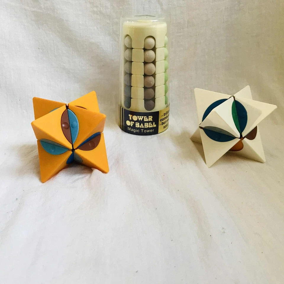 Vintage Babylon Tower puzzle 1982 Unopened container Unused + 2 Dino Stars 80s - Image 1 of 1