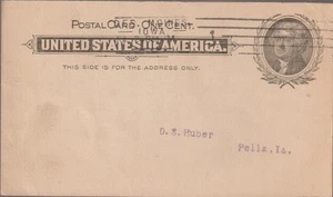 Postkarte 2. Juli 1900 D.S. Huber Merritt & Co. Getreidemakler Pella Iowa - Bild 1 von 2