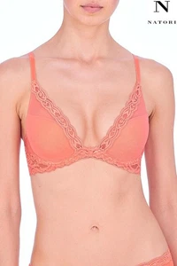 NATORI NWT $68 FEATHERS PLUNGE CANTALOUPE T-SHIRT BASICS BRA. SIZE 34C - Picture 1 of 12