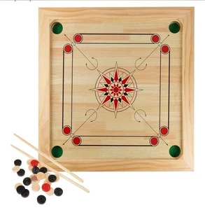 Wooden Carrom Board 26 x 26 Inch Strike and Pocket Game with Cue Sticks - Picture 1 of 2