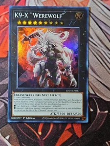 K9-X "Hombre Lobo" JUSH-EN037 Justice Hunters Súper Raro 1ª Edición Casi Nuevo  - Imagen 1 de 2