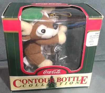Coca-Cola 1999 Contour Bottle Collection Tree Ornament Reindeer In Box - Image 1 of 4