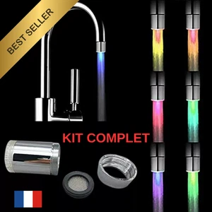 Embout robinet lumineux lumière LED 7 couleurs avec joint filtre mitigeur France - Imagen 1 de 5