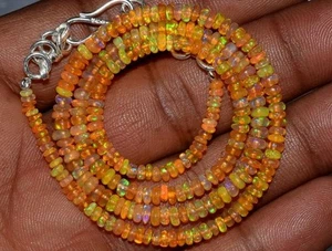 Natural Orange Opal Necklace Fire Opal Ethiopian Opal Beaded Necklace 18"925 - Picture 1 of 4