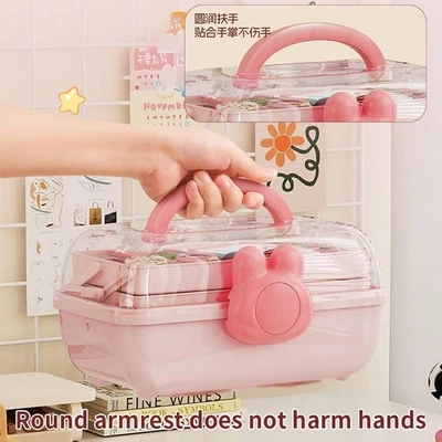 Pink Bow Hairpin Storage Box with Multiple Compartments for Accessories - Image 1 of 4