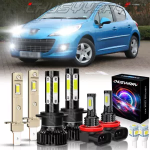 Para Peugeot 207 2008-2012 6X LED Faros Hi/Lo + Kit de faros antiniebla de Bombillas - Imagen 1 de 18