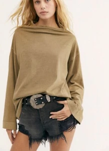 Free People XSmall Top Supernova Stehkragen Braun Neu mit Etikett - Bild 1 von 9