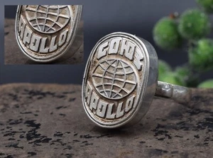 HANDMADE AUTHORS RING silver 925 ring space theme Apollo vtg Soyuz souvenir NASA - Picture 1 of 18