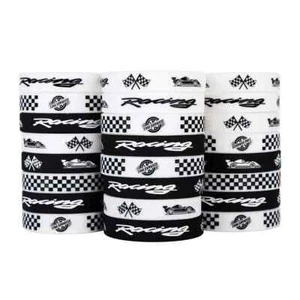 24 Pack Race Car Silicone Wristbands Bracelets, Racing Checkered Flag Hot Whe... - Picture 1 of 5