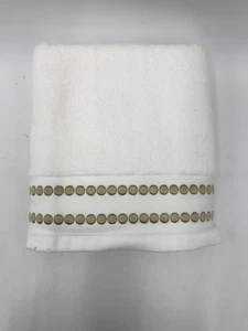 Pottery Barn Grand Organic Cotton Embroidered Towel Taupe Hand 20" X 30" #9880H - Picture 1 of 3