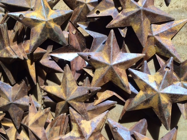 100 Rusty Barn Stars Star 1.5" inch 1 1/2 Primitive Country Farm Crafts Rust - Image 1 of 4