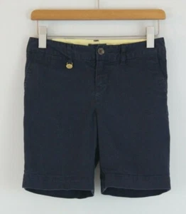 Ralph Lauren Shorts Girls Sz 8 Navy Blue Gold Logo Classic Chino Cotton Bld #35 - Picture 1 of 17