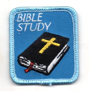 BIBLE STUDY Iron On Patch Jesus Religious Cross Church - Picture 1 of 1