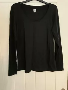 LA REDOUTE  Organic Cotton T-Shirt with Scoop Neck and Long Sleeves - size large - Picture 1 of 5