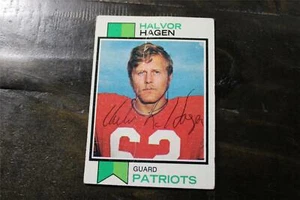 HALVOR HAGEN NE PATRIOTS 1973 TOPPS HANDSIGNIERTE KARTE - Bild 1 von 1