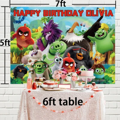 Angry Birds Personalised Custom Banner Backdrop Party Supplies Birthday Gift - Image 1 of 4