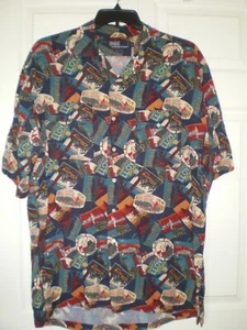 Vtg 90s Polo Ralph Lauren Hawaiian Graphics Summer Shirt Postcards Hotels - Imagen 1 de 7