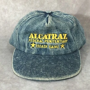 Vintage Denim Snapback Street Hat Alcatraz Federal Penitentiary Chain Gang - Bild 1 von 8