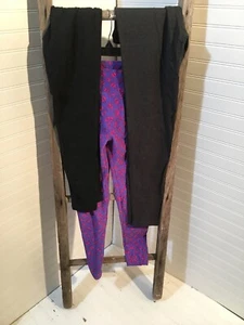 Lot of Three Leggings J. Crew Lularoe and Hue Gray Black and Blue w Pattern 290 - Picture 1 of 12