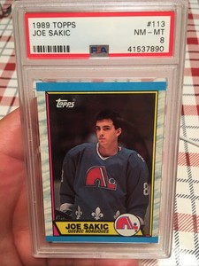1989 Topps Joe Sakic #113 Rookie Card RC Nordiques Avalanche PSA NM-MT 8 HOF