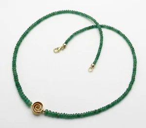 Smaragd Edelstein-Kette hellgrüne Smaragd Rondelle aus Brasilien 46 cm - Picture 1 of 2