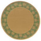 8'x8' Round Sphinx Bordered Beige Palm 606F6 Area Rug - Aprx 7' 10