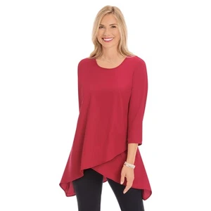 Flattering Double Asymmetrical Hem Scoop Neck Tunic - Picture 1 of 3