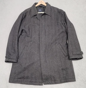 GAP Mantel Herren 2XL grau Fischgrät Wollmischung Long Topcoat Jacke gefüttert Mantel - Bild 1 von 16