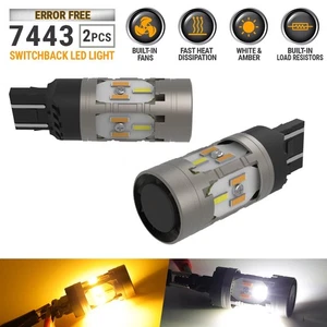Error Free 7443 x2 All in One Switchback White & Amber Turn Signal Light Bulbs - Picture 1 of 8