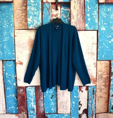 Cárdigan para mujer Venezia Jeans Clothing Co. suéter frente abierto TALLA 26/28 verde azulado Foto 1 de 4