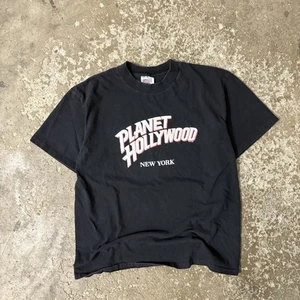 Vintage 1991 Planet Hollywood New York Print T-Shirt Erwachsene Large schwarz Einzelnaht - Bild 1 von 8