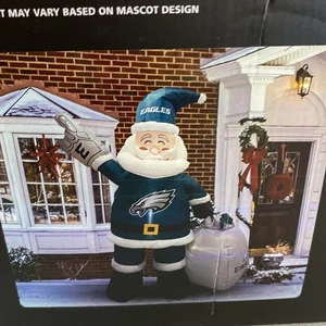 Logo Brands NFL 7 pies LED Inflable Santa Eagles Decoración Patio ¡Nuevo! - Imagen 1 de 6