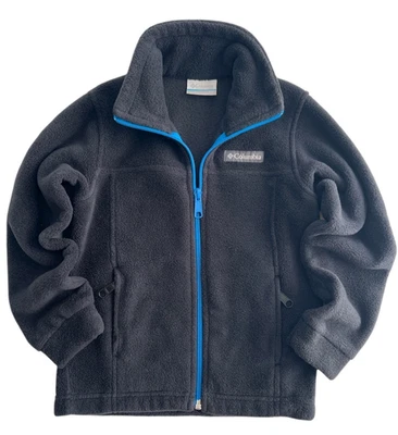 Columbia Fleece Jacket Boys XXS 4/5 Black Blue Zip Soft Warm Full Zip Youth - Image 1 of 4
