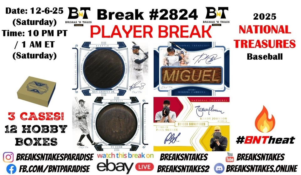 Johnny Bench 2025 National Treasures Béisbol Hobby 3 ESTUCHE 12 CAJA Break #2824 Foto 1 de 1